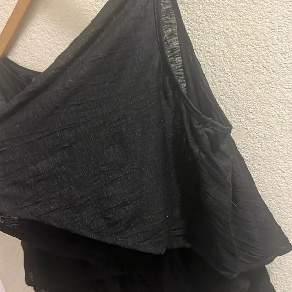 ✨Free People Black Crinkle Button Front Swing Crop Sz Medium Top✨ - Image 11
