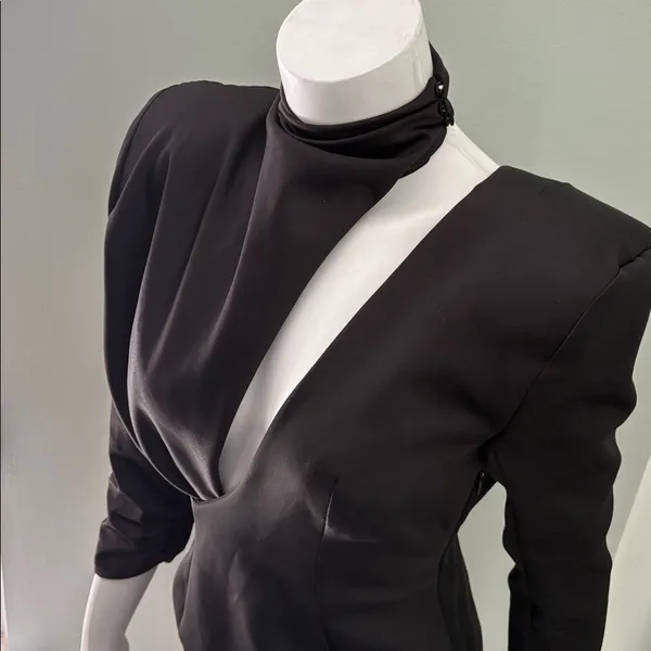House of CB Black Long Sleeve Mink Dress NEW - Image 3
