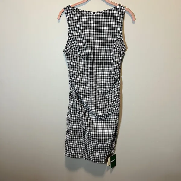 Halara Women's Black White Sleeveless Gingham Boat Neck Mini Dress Small NWT - Image 2