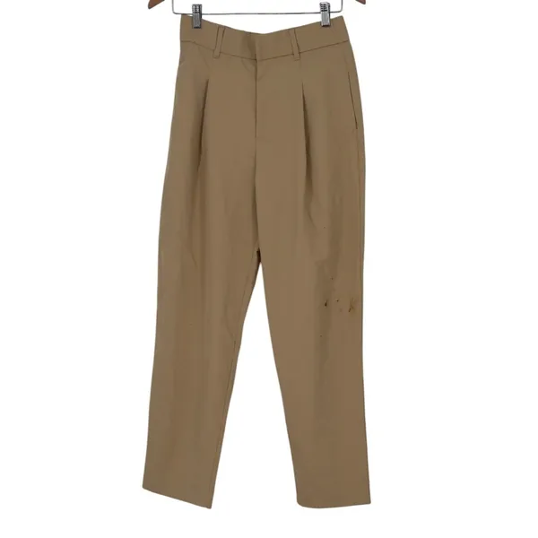 Zara Trouser Pants Womens Medium Brown Viscose Stretch Pleated Business Career - Image 2