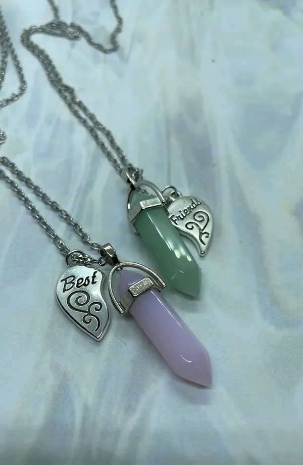 Silver Heart Best Friend Crystal Stone Necklaces - Image 10