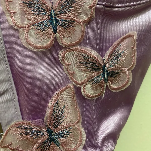 SheIn Lavender Purple Satin Corset Tank Top M Medium Butterfly Accents Butterflies - Image 3