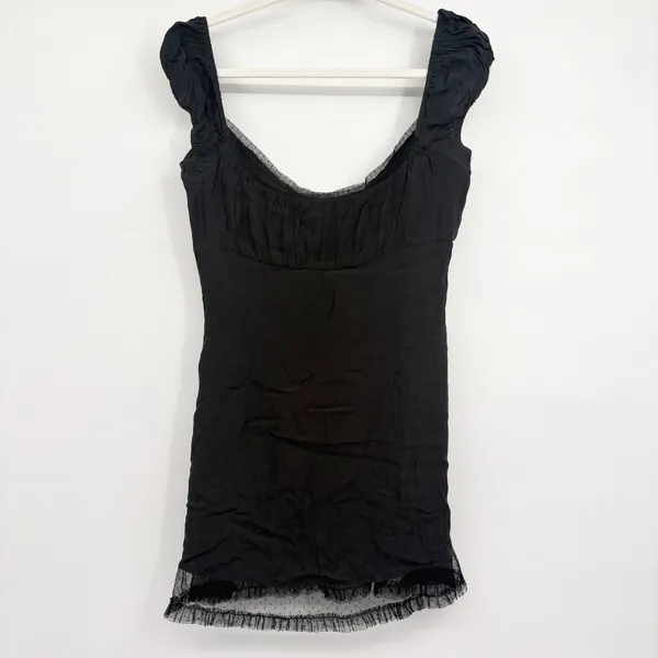 Urban Outfitters Kimchi Blue Womens Black Becca Coquette Mesh Mini Dress Size L - Image 8