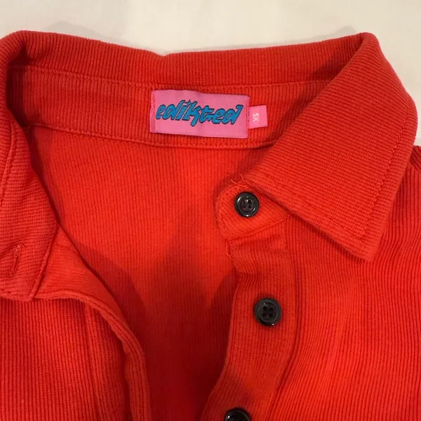 Edikted Red Button-Down Shirt with Black Accents - Image 2