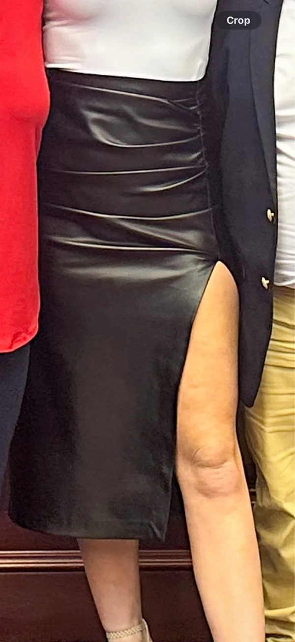 Love token black leather skirt with slit - Image 3