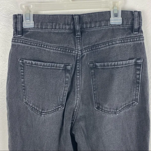 PACSUN Black Wash High Rise Straight Ripped Distressed Frayed Hem Jeans Size 24 - Image 10