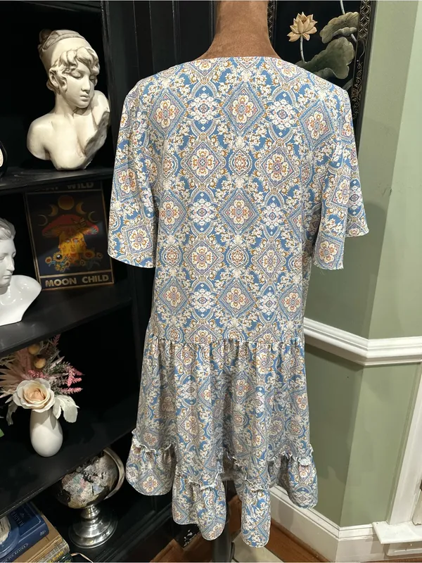 Hailey & Co Blue Floral Button‑Down Flirty Dress – Size Small - Image 7