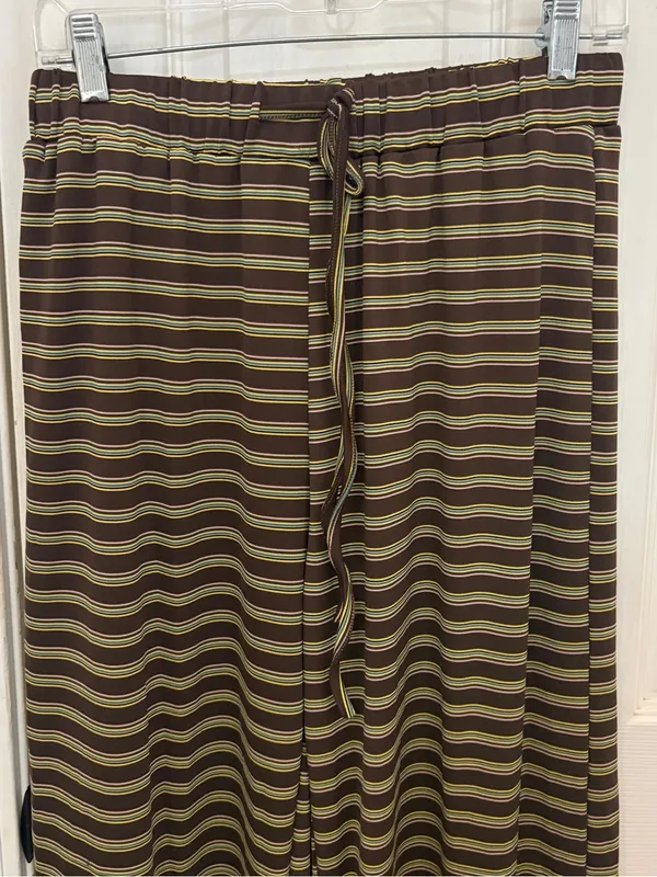 NWOT DolceAmara Striped Wide Leg Pant and Cardigan Set in Brown - Image 7
