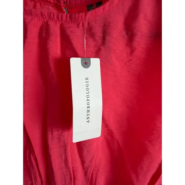 Anthropologie Red Pleated Sleeveless Blouse Top Rouge Round Neck NWT XS‎ - Image 3
