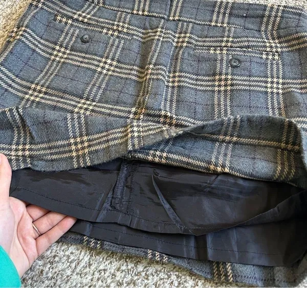 🦋 GAP Factory Grey Plaid Mini Skirt Preppy Office Formal School Girl Size 12 - Image 5