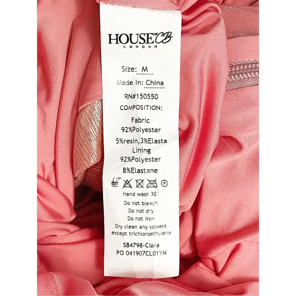 House of CB Ciara Dress Medium Pink Metallic Ruched Bodycon Mini Party Cocktail - Image 13