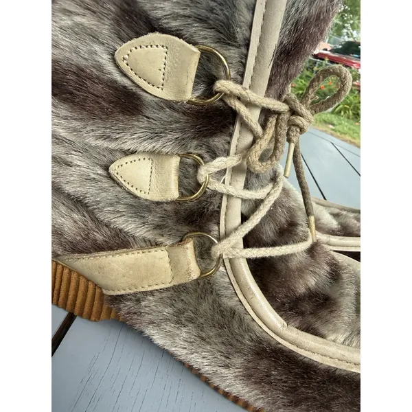 Vintage Foremost Professional Faux Fur Snow Boots Womens Size 7 Apres Ski Fluffy - Image 13