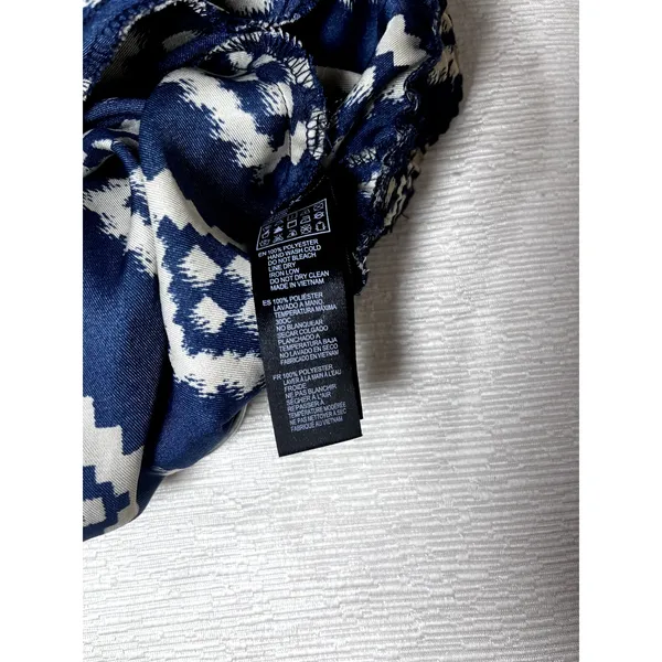 Forever 21 Navy Blue White Geometric Ikat Diamond High Rise Pants Small - Image 4