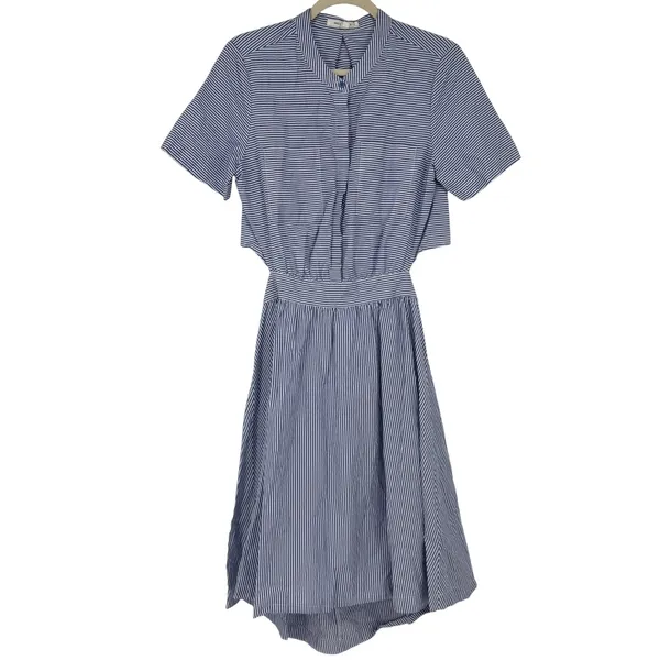 Avec‎ Les Filles Blue White Striped Cutout Back Midi Dress Size 6 Coastal - Image 3