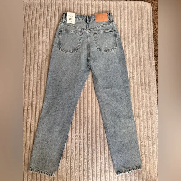 NWT Zara Classic Mom Fit Blue Denim Jeans - Image 5