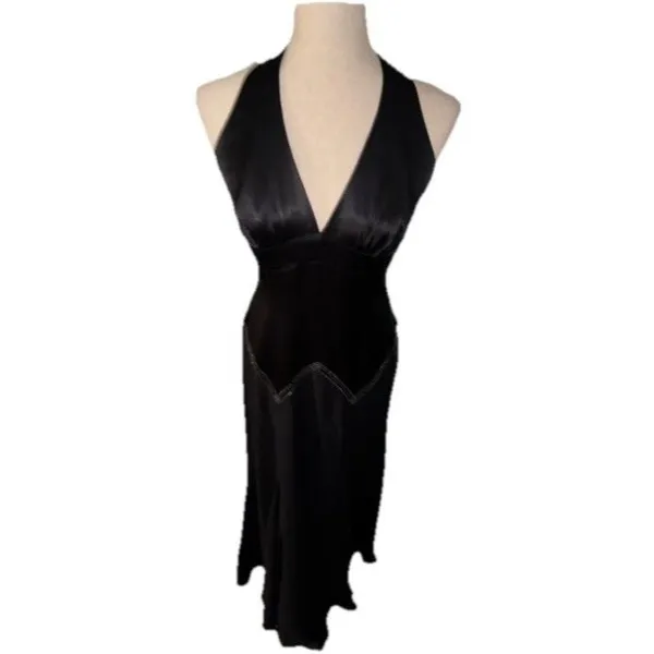 BCBG MaxAzria BCBG Paris Black Silk Halter Gown Sz 6 NWT Prom Wedding Gala Sexy - Image 2