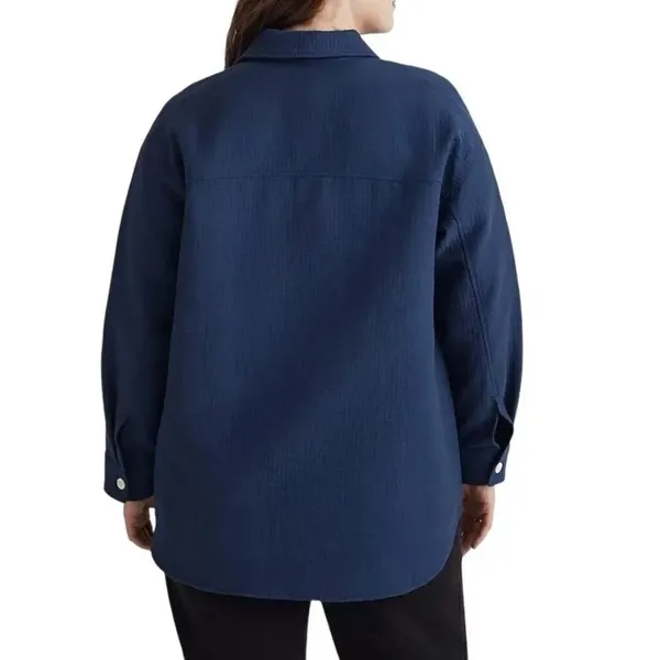 Madewell Super Oversized Shirt Jacket Passport Blue Shacket SZ L #2307 - Image 2