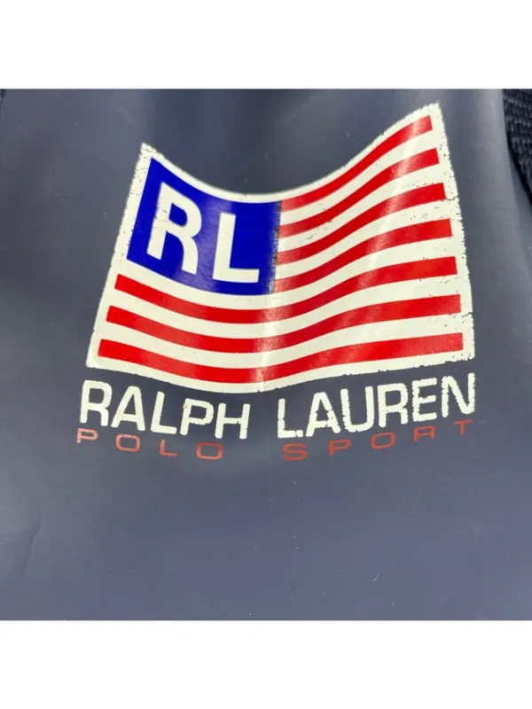 Ralph Lauren Polo Sport Bucket Bag Blue Flag Drawstring Vinyl Tote Web Straps - Image 3