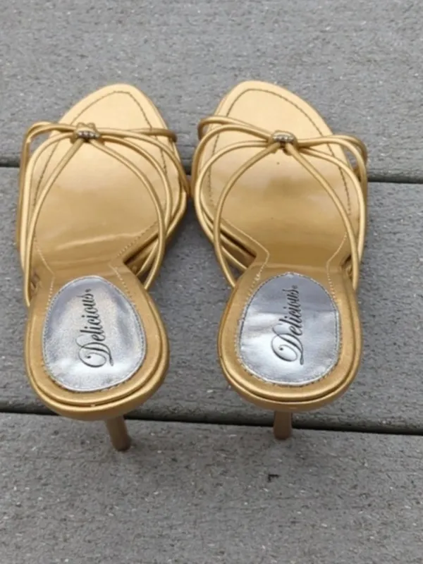 Delicious Open Toe Strappy Heel Sandals Gold Size 9 - Image 9