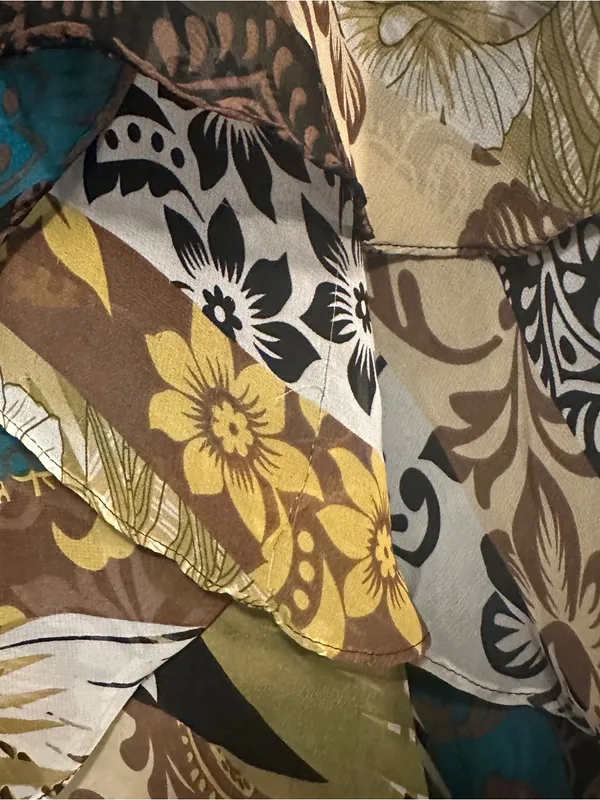 Dressbarn Floral Tiered Dress in Teal, Olive & Black - Image 3