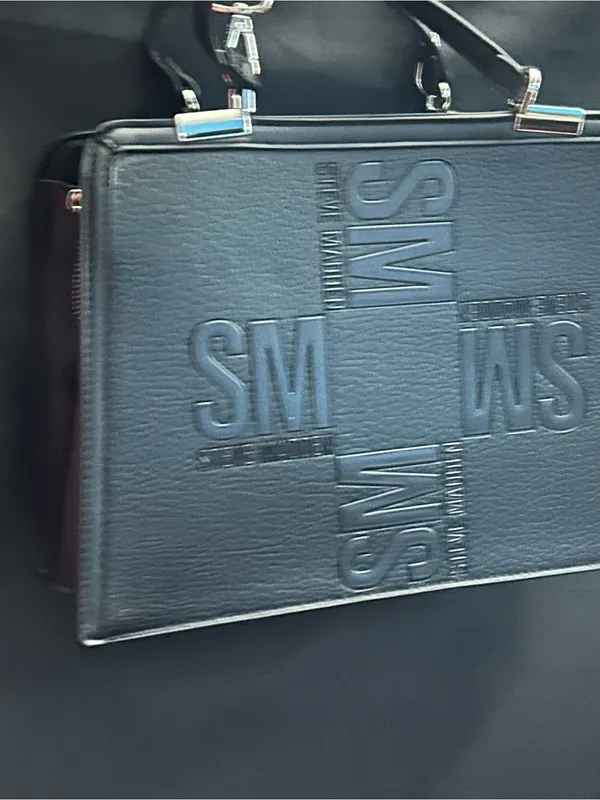 Steve Madden Black Embossed SM Box Shoulder HandBag - Image 5