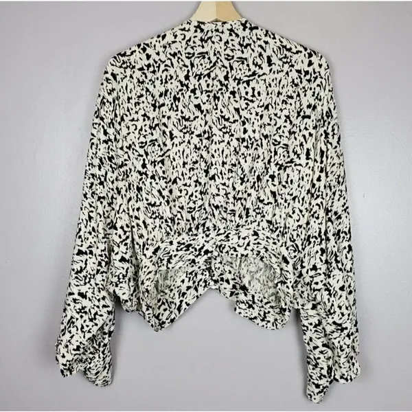 ZARA Wrap Balloon Sleeve Blouse Top XSMALL white black - Image 8
