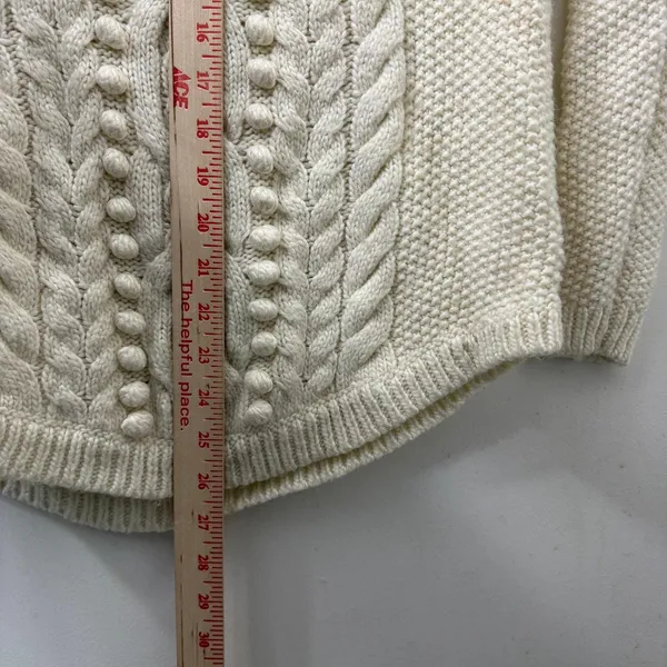 Talbots S Cable Knit Bobble Sweater Ivory Chunky Cozy Winter‎ Holiday Xmas Wool - Image 8
