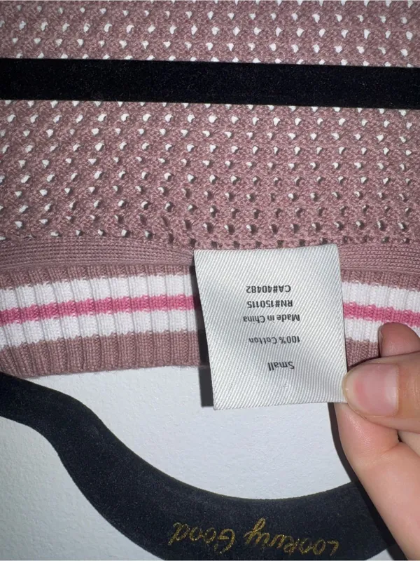 Varley Women’s V-Neck Knit Sweater Brown with Pink & White Detailing NWOT - Image 7
