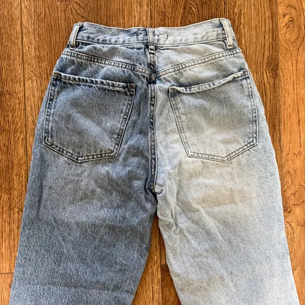 PacSun Two Tone Denim Dad Jeans High Waisted Button‎ Fly Raw Hem Size 24 Grunge - Image 8