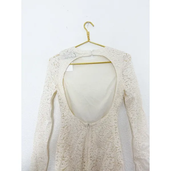 NWT Zara White Lace Long Sleeve Open Back Mini Dress Size Small Bridal Chic - Image 12