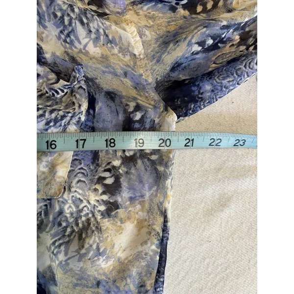 Free People Floral Sheer Long Tab Sleeves Blouse Size XS Button Up Pockets - Image 6
