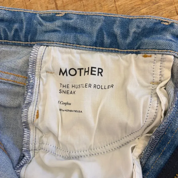 Mother Superior The Hustler Roller Sneak Jeans 26 I Confess Wide Leg Light Wash - Image 9