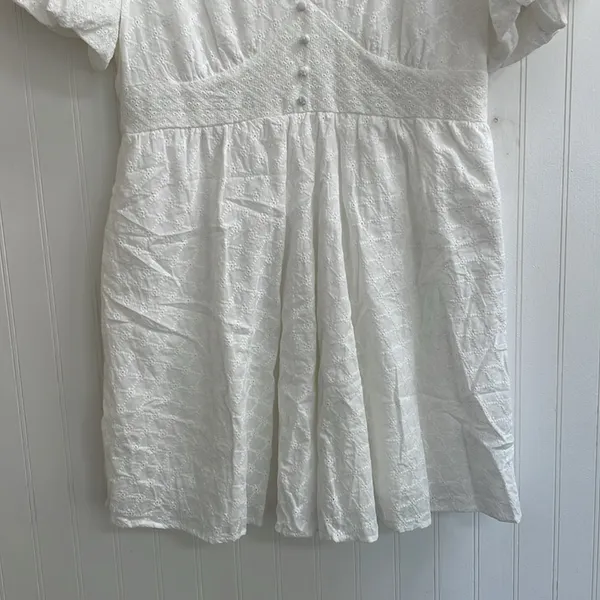 ALTAR’D STATE Briana Eyelet Puff Sleeve Sweetheart Mini Dress in White Size XL - Image 9