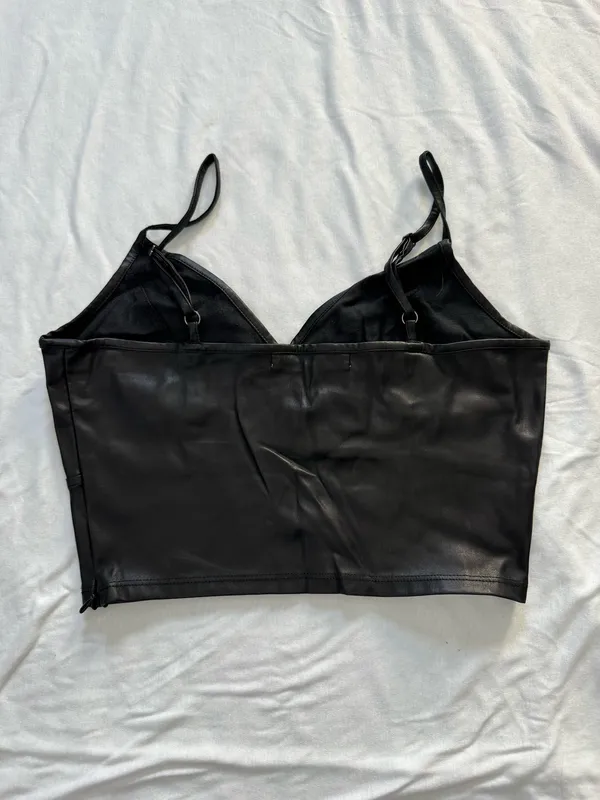 Lola Grace Black Faux Leather Top - Image 2