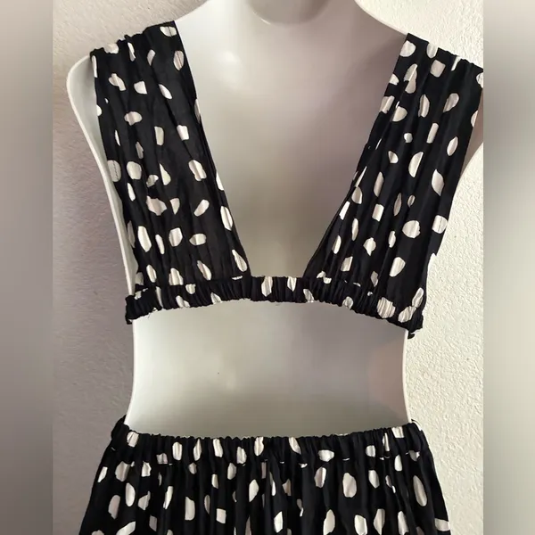 ASOS Front Slits Back Cut Out Black and White Patterned Maxi Beach Dress 2 - Image 7