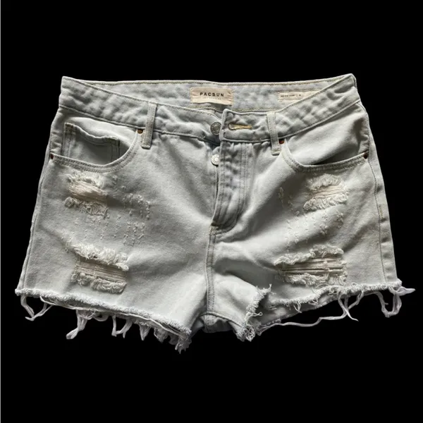Pacsun Denim Distressed Cotton 4‎ Button Front Mid Rise Shorts Size 28 - Image 4