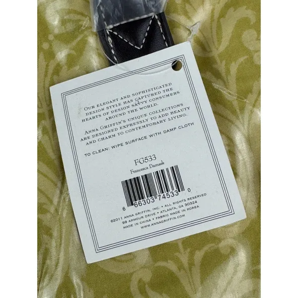 Anna Griffin Damask Craft Tote Bag Chartreuse Gold Laminated‎ Travel Luxury - Image 9