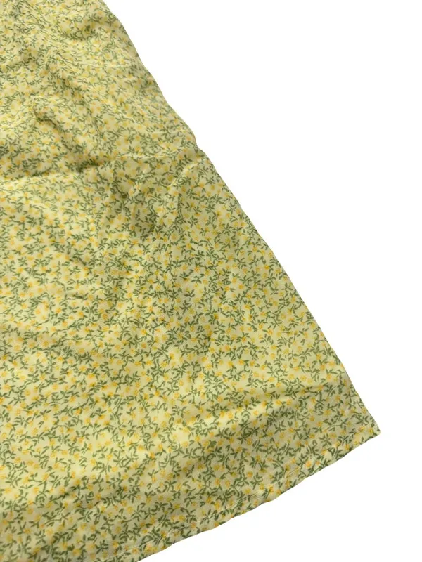 Divided Yellow Green Floral Mini Dress Sundress Tie Front Cutout X-Small Women's - Image 11