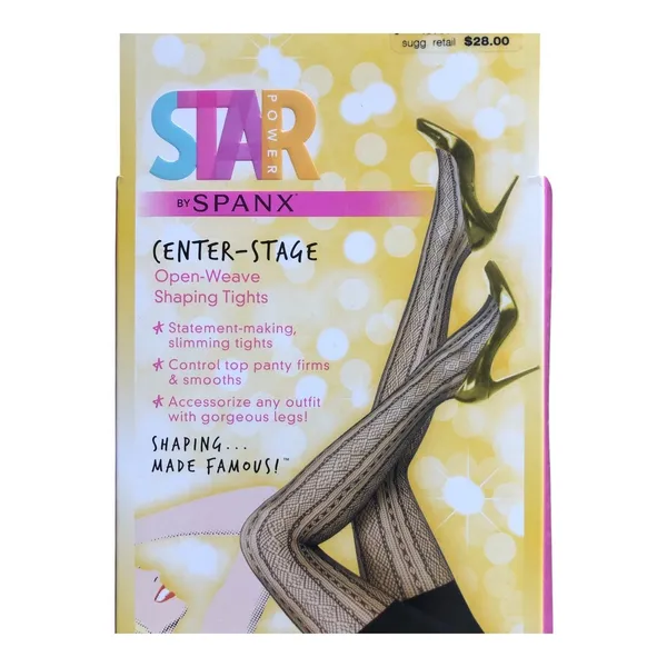SPANX Star Power Center Stage Double Diamond Stripe Shaping Tights Black Size C - Image 4