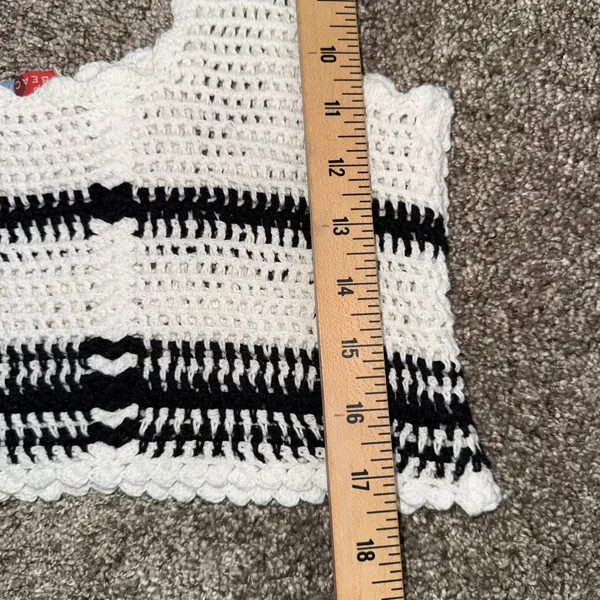 Free People Beach Crochet Set Women Medium Ivory Black Good Striped 2-Piece - Image 7