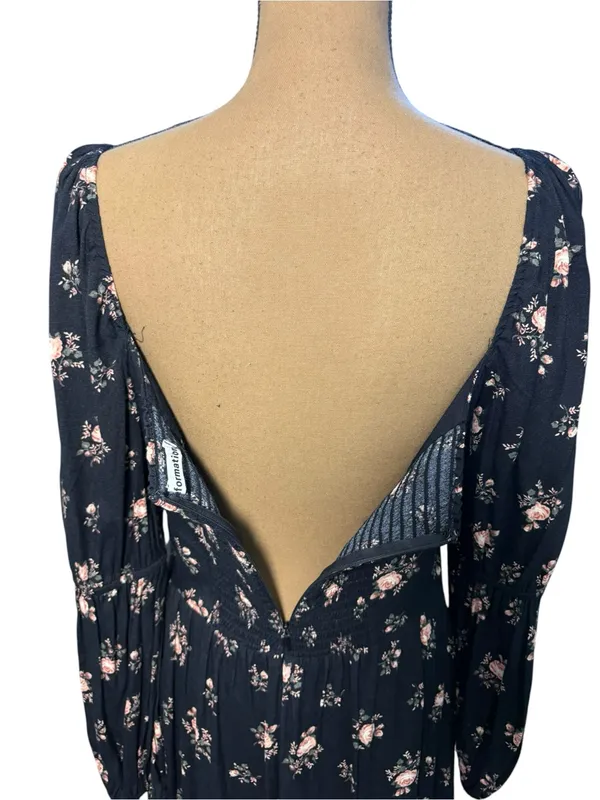 Reformation Mica Midi Dress Womens 12 Black Floral Whimsigoth Practical Magic - Image 6