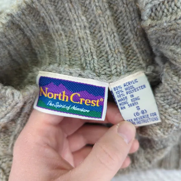 Vintage North Crest Cable Knit Mock Neck Sweater Womens Small Tan Acrylic‎ Wool - Image 6