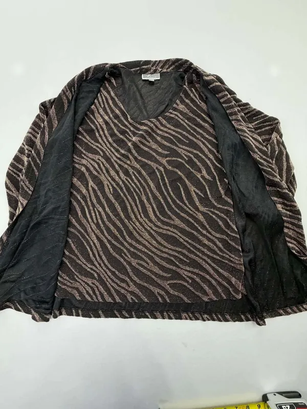 JM Collection Petite Women's Black & Gold Metallic Zebra Print 2-Piece - Image 2