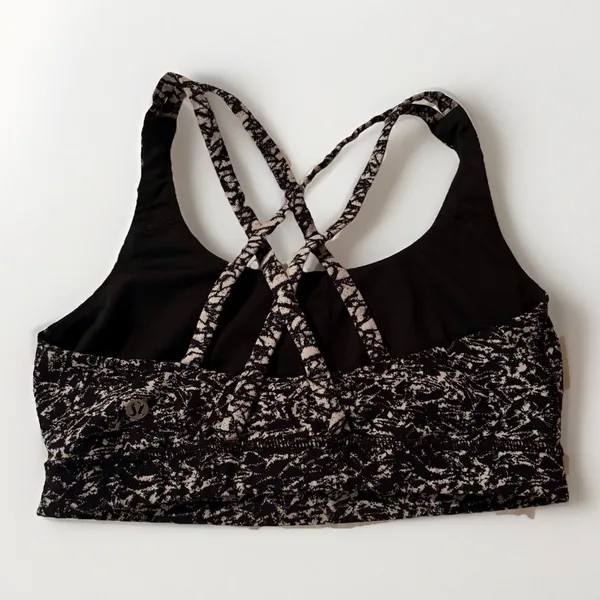 Lululemon White Black Geometric Sports Bra Wireless Women's Size XS - Image 2
