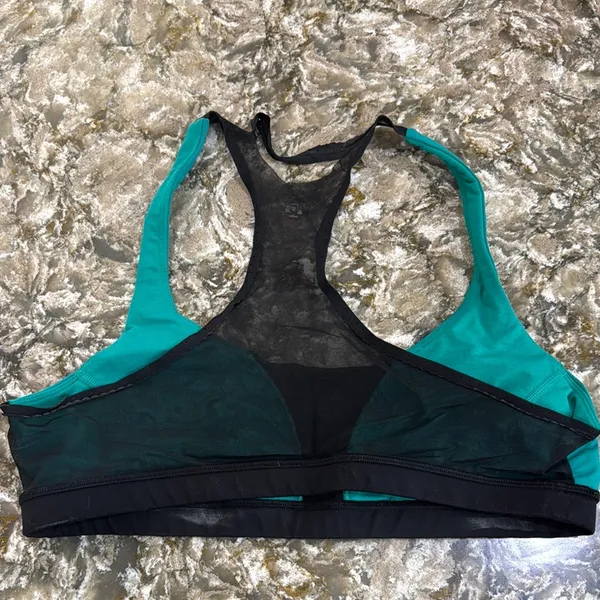 Lululemon Athletica Blue and Black Racerback Sports Bra - Image 3