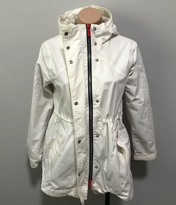 HUNTER Original Smock Cotton Rain Jacket Coat White Small - Image 8