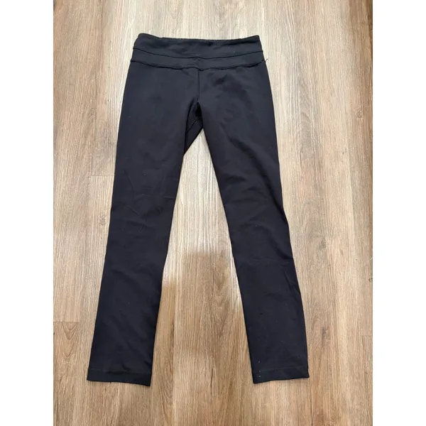 Lululemon Black Seamed Athletic‎ Yoga Leggings Pants Size 6 Mid Rise 27 Inseam - Image 3