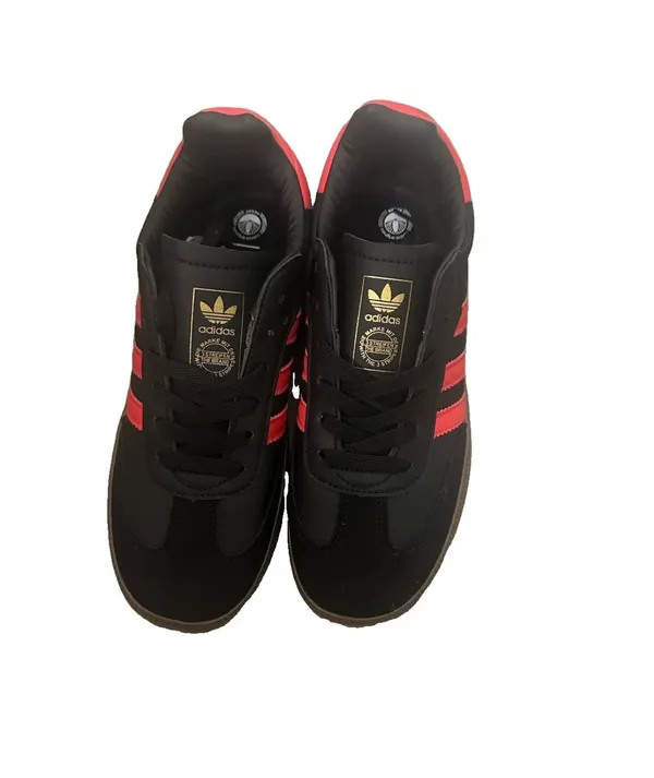 adidas Men’s Low Top Lace-Up Athletic Sneakers Black Red Solid Logo - Image 2
