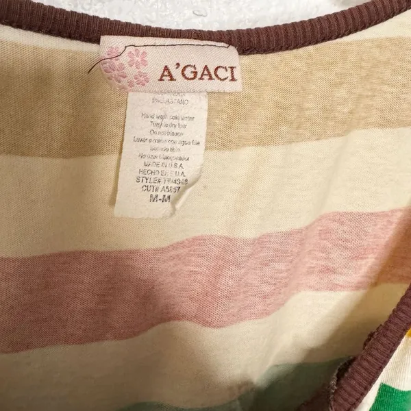 AGaci Vintage Striped Y2K 90s Henley Tee Top with Faux Cami Insert Size M - Image 3
