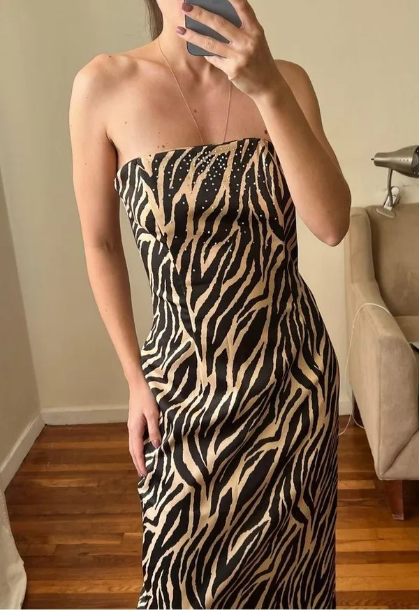 Jessica McClintock for Gunne Sax animal print maxi gown dress size S 7 CL - Image 2